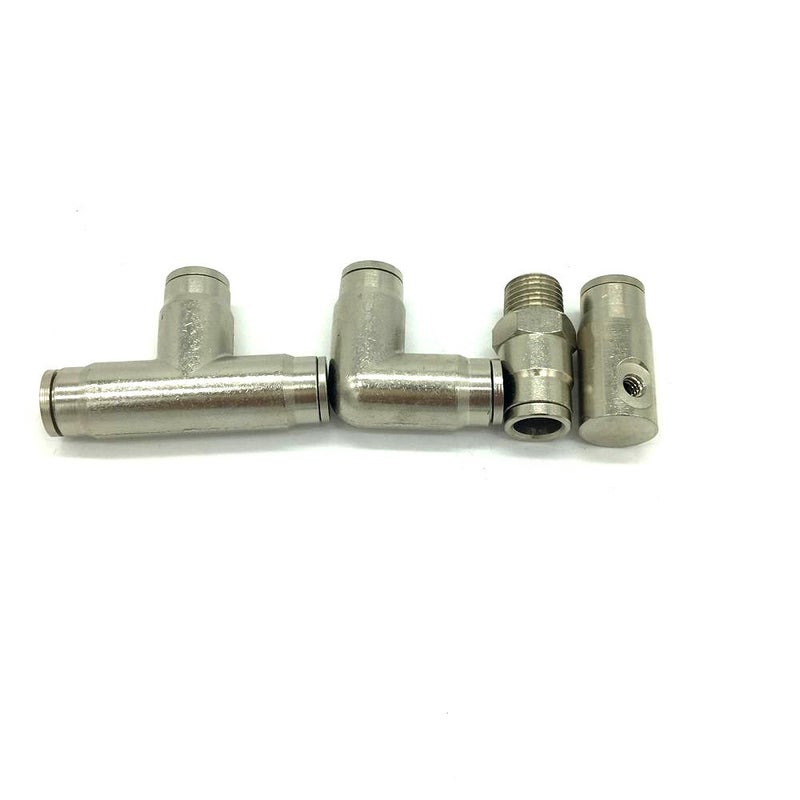 YOKING Brass Slip Connector For Misting System, YOKING YK-F1A, 3/8 inch connector, 1500Psi, 4 kinds in one package(Elbow, Tee, 1/4''male Lock, End) - Image 1
